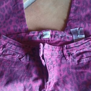 Guess Fuchsia Animal Print Cropped Jeans